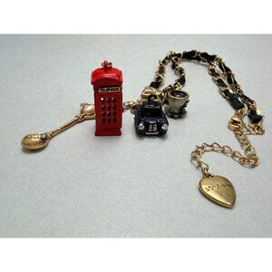Betsey Johnson Royal Engagement Telephone Taxi Spoon Charm Necklace